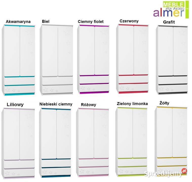 szafa dziecięca biała STARS MDF C21 90x55 w200