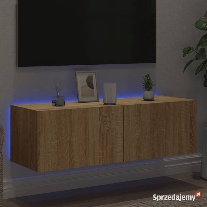 Ścienna szafka TV z LED dąb sonoma 100x35x31 Warszawa
