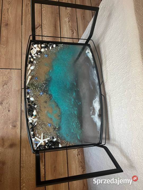 Barek stolik z żywicą z motywem morskim Radomsko