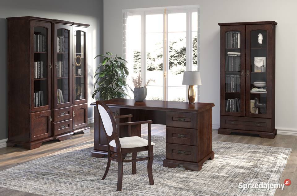 Biblioteka witrynka drewnian dębowa z szufladą 100cm Łódź sprzedam