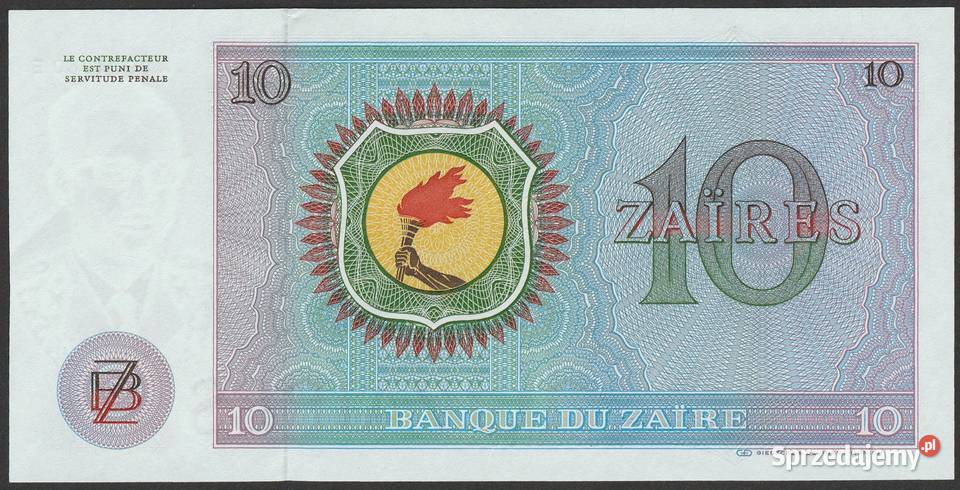 Zair 10 zairów 1977 Mobutu Sese Seko stan Łódź