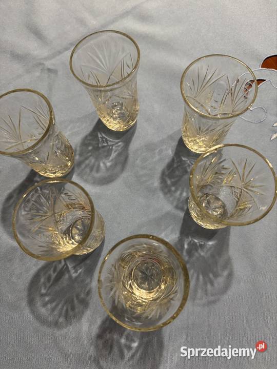 Szklaneczki kryształowe z czasowPRL lata 70 te Częstochowa