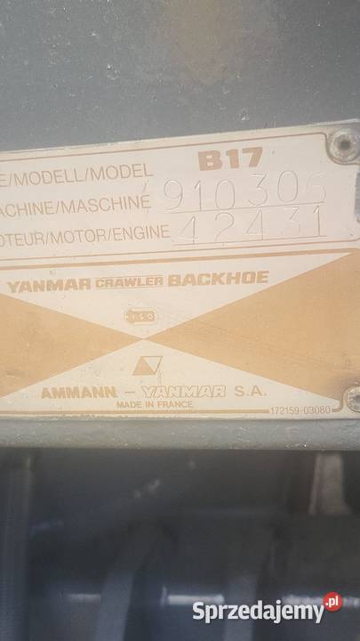 Minikoparka YANMAR B17 prod AMMAN 1991r Maszyna Koparki Strużka sprzedam