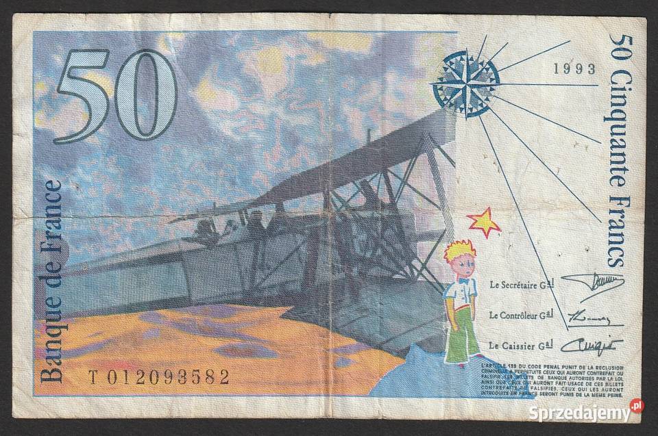 FRANCJA 50 FRANKÓW 1993 de SaintExupery T Łódź sprzedam