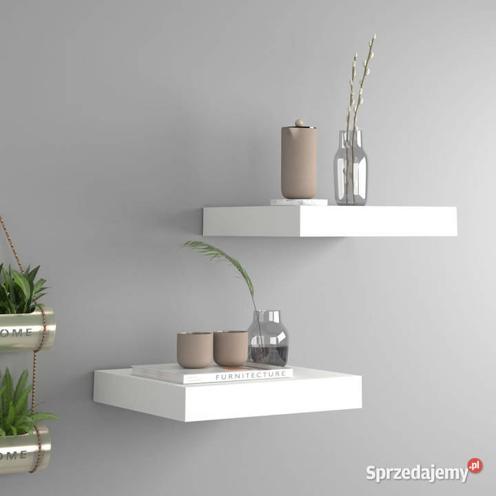Półki ścienne 2 białe 23 x 235 x 38 MDF WM323803 Półki Dom i Ogród Warszawa