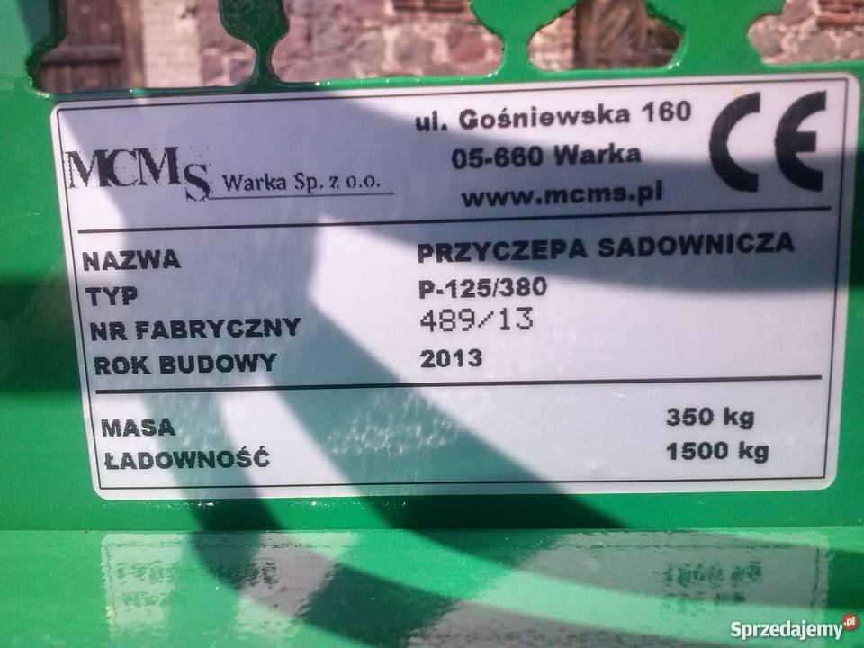 Przyczepa sadownicza MCMS Warka P125380 Klwów