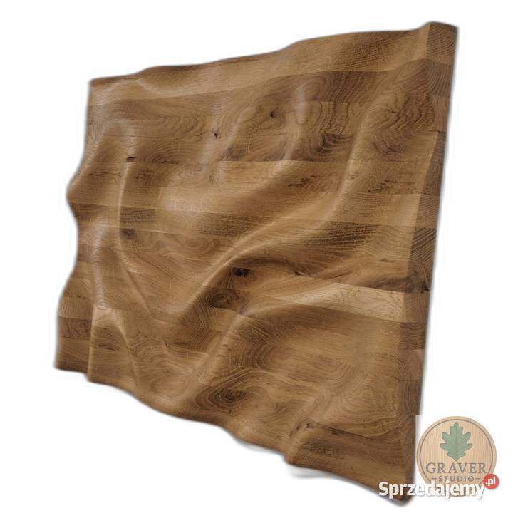 Płaskorzeźba dębowa fale 3D olejowana dekoracja Malechowo sprzedam