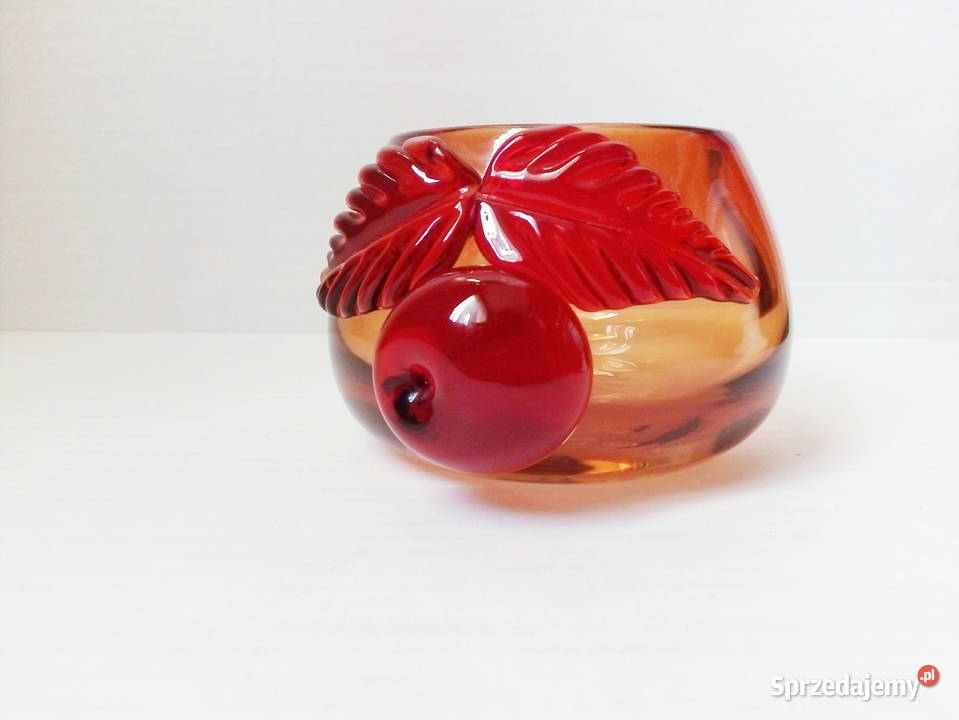 szkło kryształowe z czereśnią vintage PRL ZSRR Częstochowa