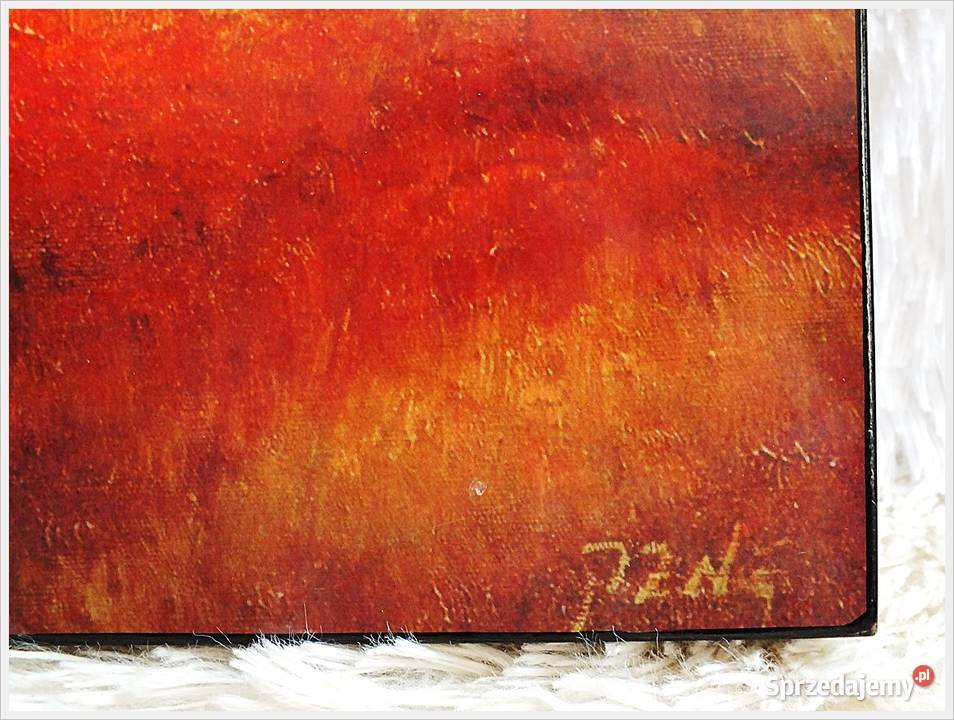 Nietypowy stary obraz na ścianę Curved sygnowany lubuskie