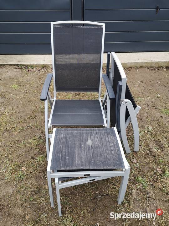 2 krzesła ogrodowealuminiowe z podnóżkami MBM łódzkie Aleksandrów Łódzki sprzedam