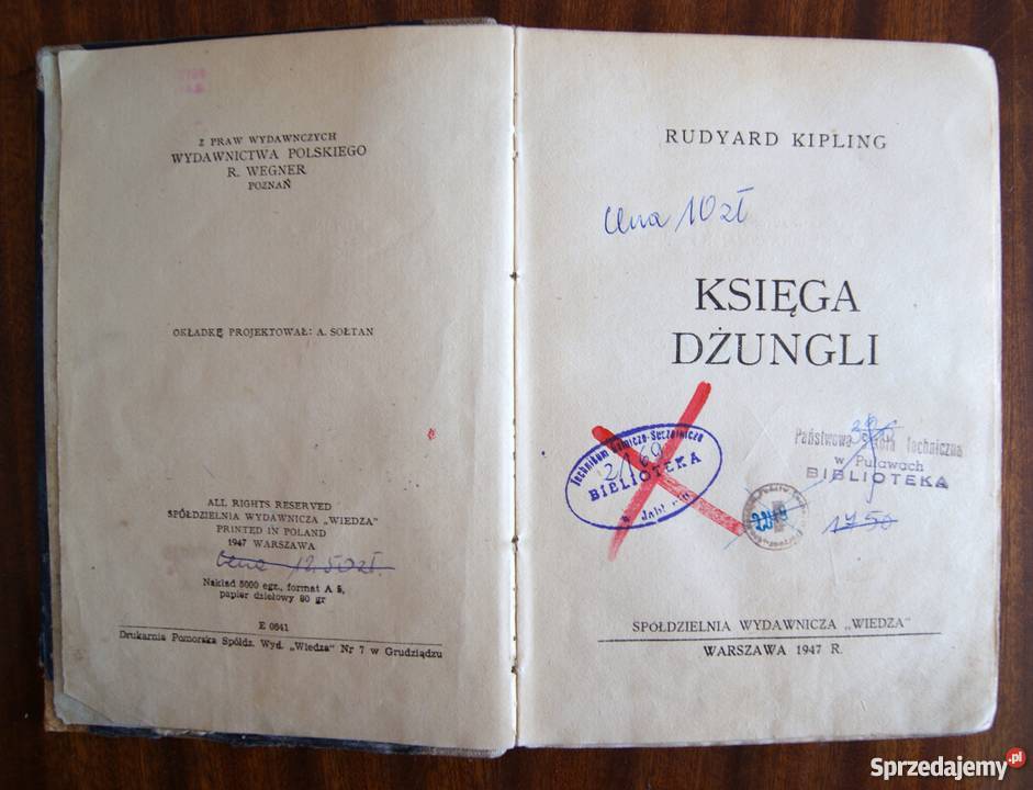Rudyard Kipling Księga Dżungli 1947 lubelskie Parczew sprzedam