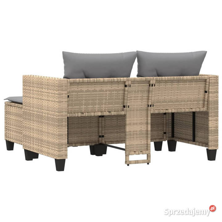 Sofa ogrodowa 2osobowa ze stołkami beżowa rattan Warszawa sprzedam