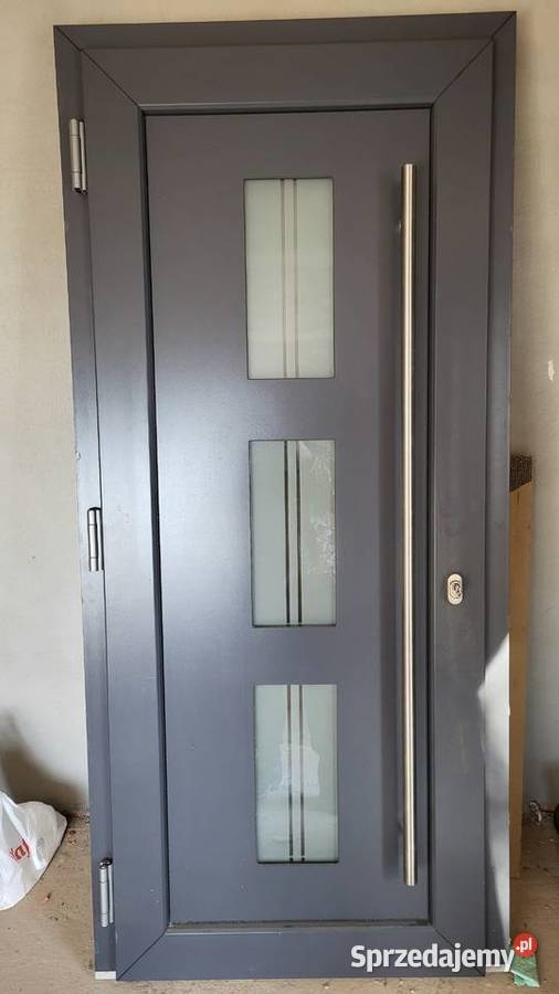 Drzwi zewnętrzne 100x220 białe antracyt lewe Budowa Koniecpol