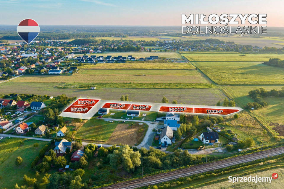 Na sprzedaż działki budowlane z MPZP 13 utwardzona Miłoszyce sprzedam