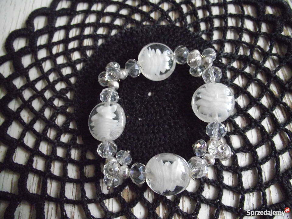BIAŁO LODOWA BRANSOLETKA Z KORALIKÓW I MASY wielkopolskie sprzedam