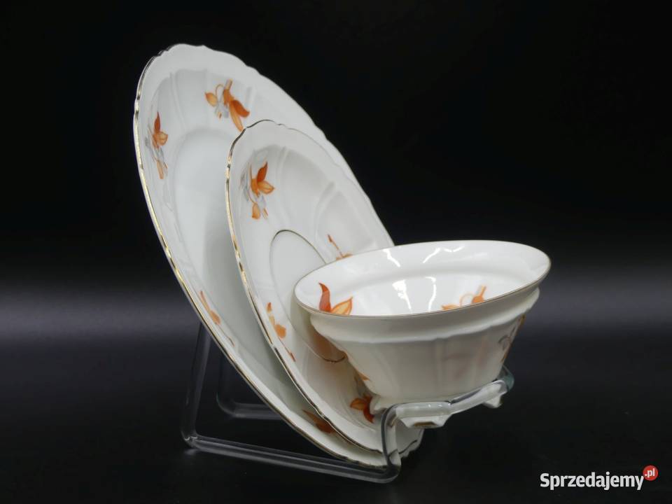 Komplet śniadaniowy Sorau Żary na nóżkach UNIKAT Porcelana i szkło Poznań