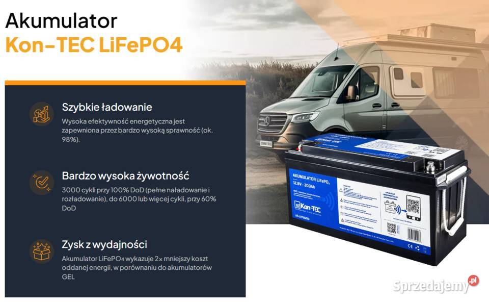 Akumulator LiFePO4 12V 128V 200Ah KONTEC Pisz