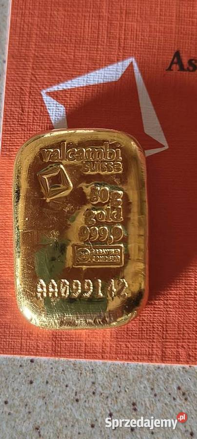 Zlota sztabka 50g Valcambi z certyfikatem Gdańsk sprzedam