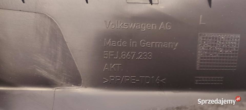 SEAT TARRACO OSŁONA SŁUPKA LEWY PRZÓD 5FJ867233 osobowe