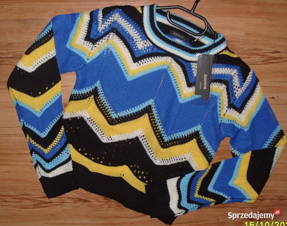 JASMINA Chabrowo żółty sweterek w zygzaki SM Wkładane przez głowę  Rawicz sprzedam