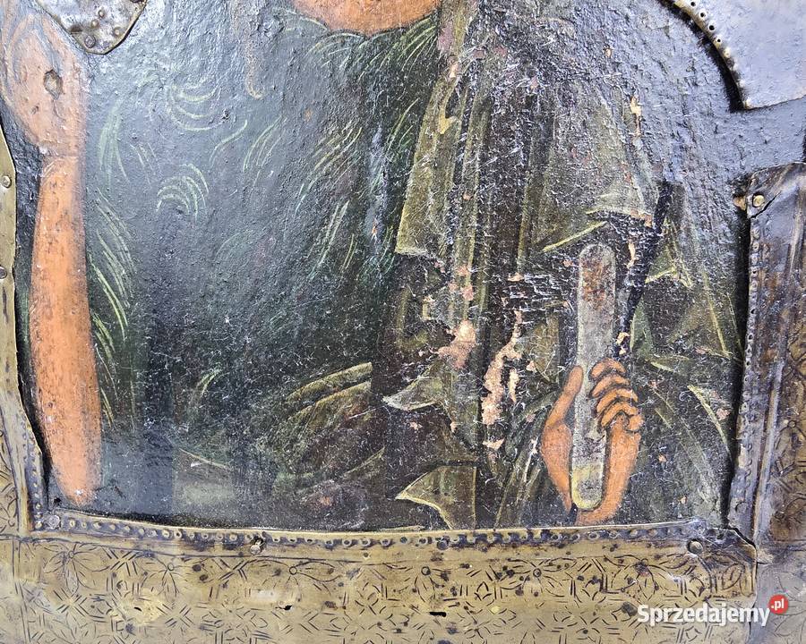 Stara ikona na desce Chrystus Pantokrator 312625 mazowieckie Bronisze