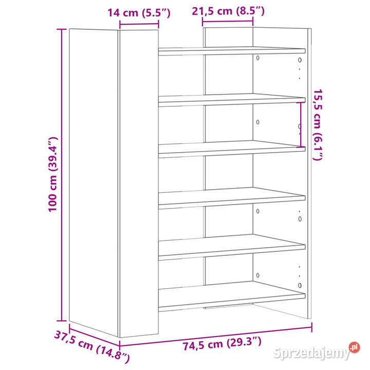 Szafka na buty brązowy dąb 745x375x100 WM848436