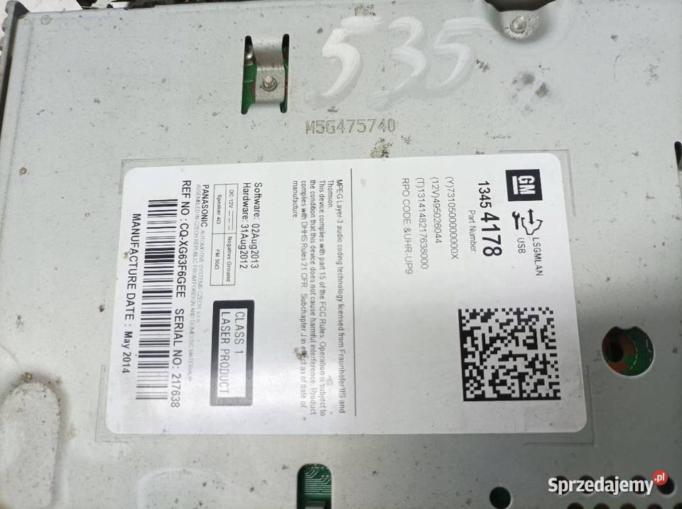 RADIO 13454178 Opel Zafira III 2011 osobowe