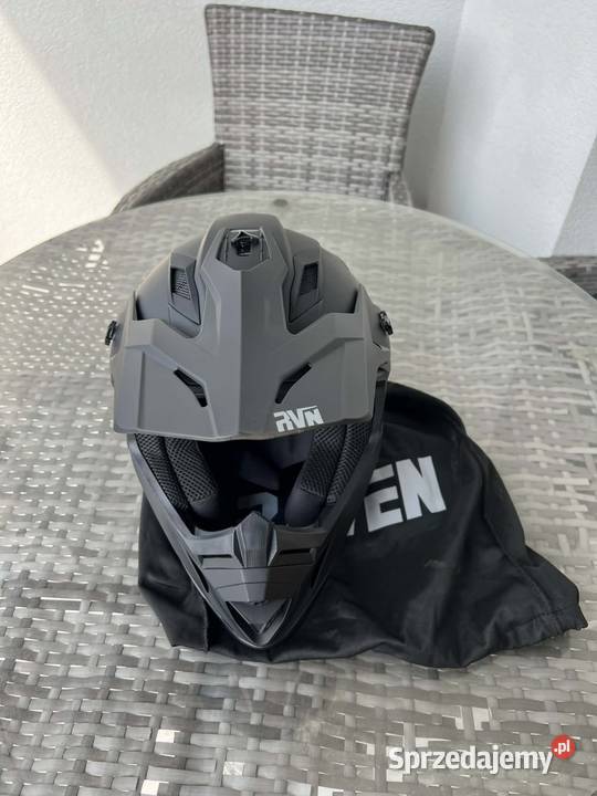 Kask Cross Raven Airborne Evo Matowy Czarny S małopolskie Wolbrom