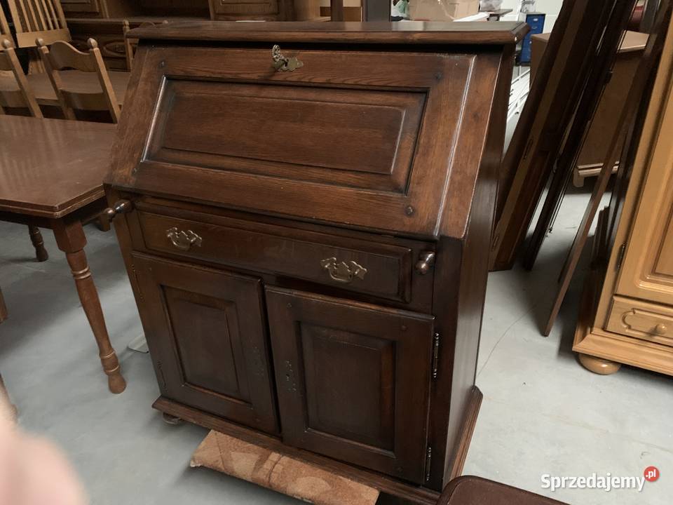 Piękny dębowy holenderski sekretarzyk 100 lite Ślesin