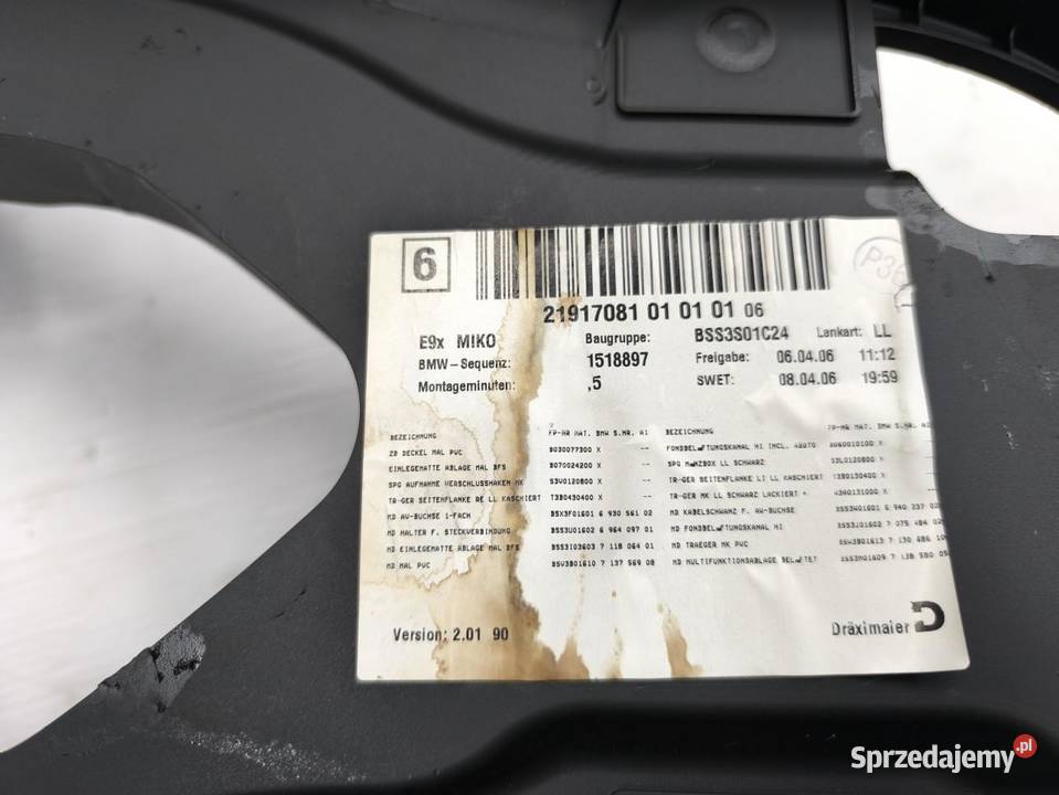 PODŁOKIETNIK TUNEL ŚRODKOWY BMW E90 E91 20D 150 sprzedam