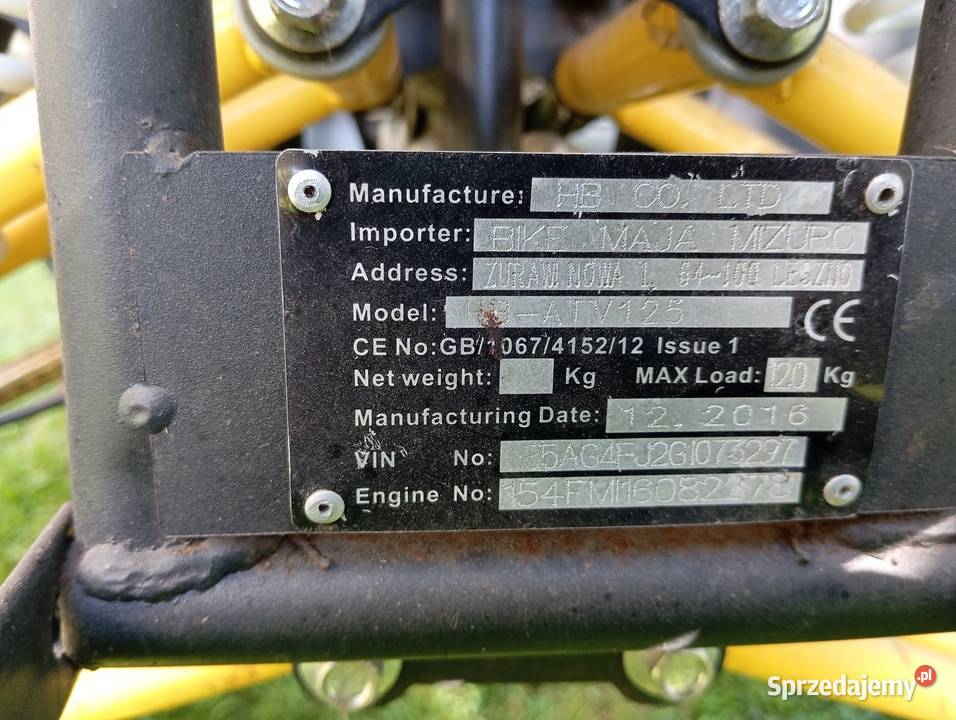 Sprzedam quada 125 gorąco Pozostałe Brzeziny Nowe