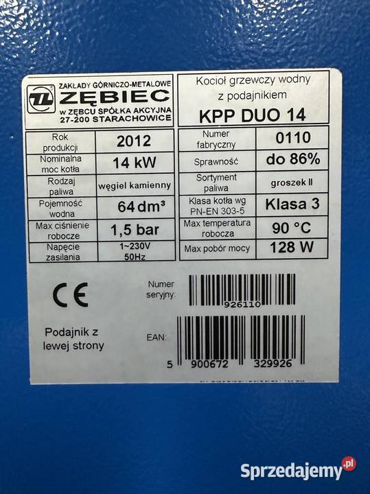 Piec zębiec Mercury kocioł na ekogroszek 14KW