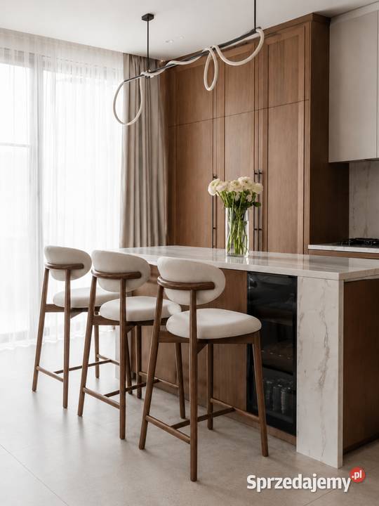 Designerski Hoker Drewniany OLIVIA Nowoczesne Hokery Warszawa