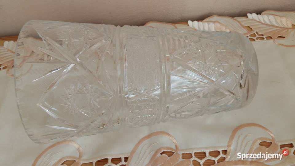 Antyk Duży Dostojny Wazon Kryształowy Porcelana i szkło Łódź