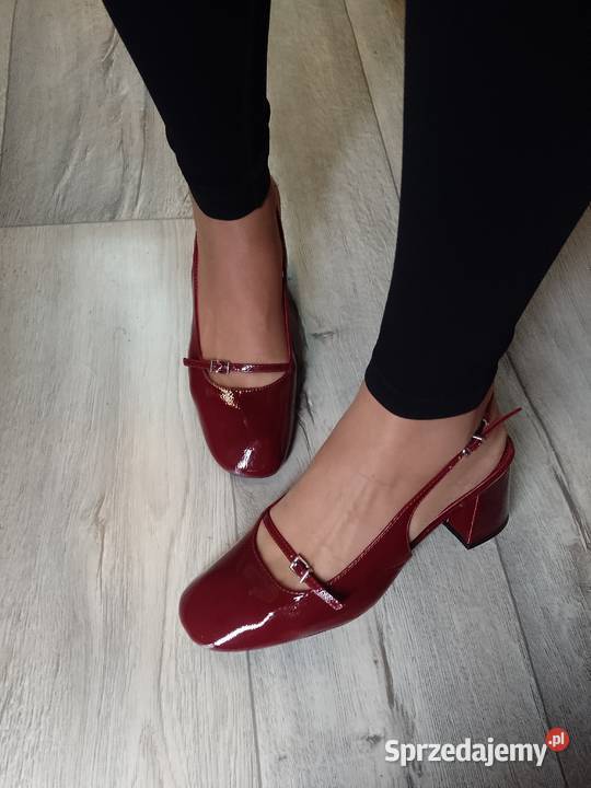 3940 Bordowe czółenka wieczorowe z odkrytą piętą małopolskie Kraków sprzedam