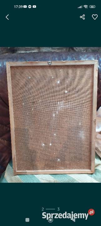 Stary obraz olejny na płótnie krajobraz Brzozy Wrocław