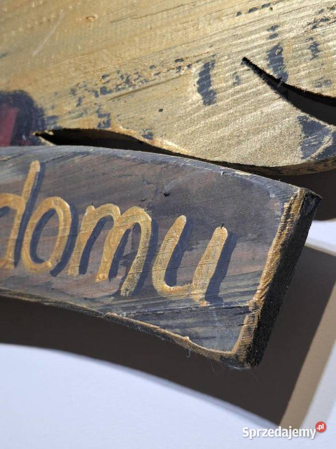 Drewniany obraz rękodzieło vintage hand made Kraków