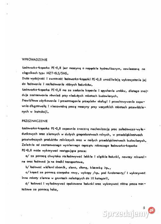 Koparko ładowarka PE 08 mtz 5 JUMZ instrukcja i Stalowa Wola