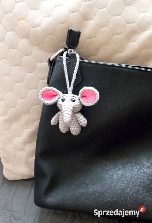 Słonik wykonany na szydełku brelok łódzkie Łask