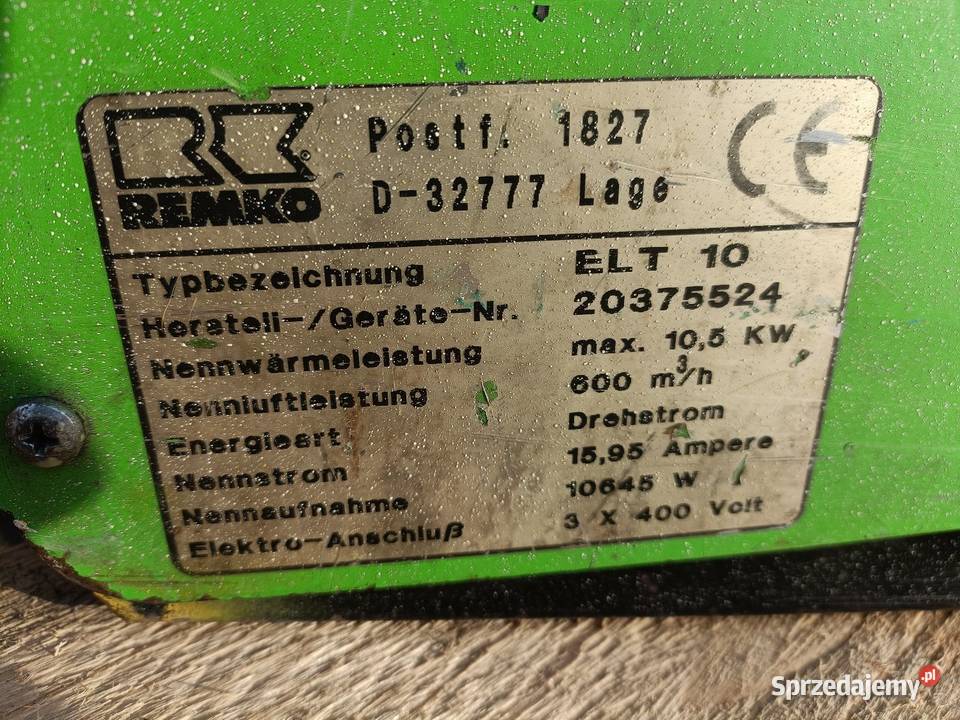 105kW Nagrzewnica niemiecka REMKO ELT10