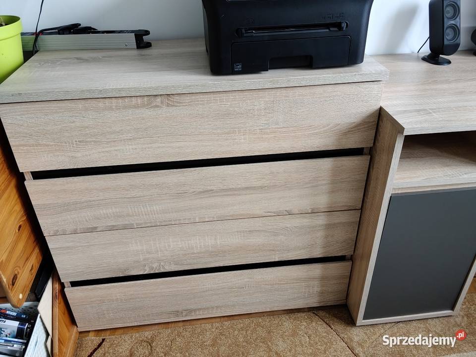 Biurko z wysuwaną szufladą i komoda Świdnik