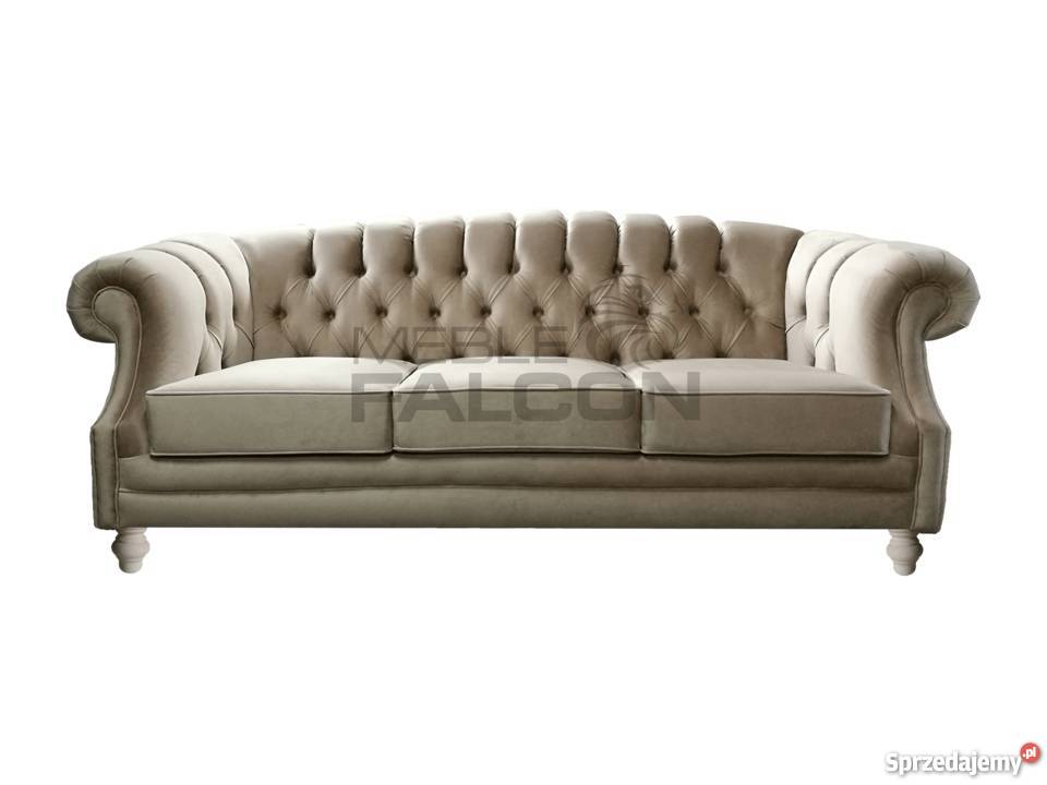 Pikowana sofa Chesterfield Melford PRODUCENT pomarańczowy Dom i Ogród Warszawa