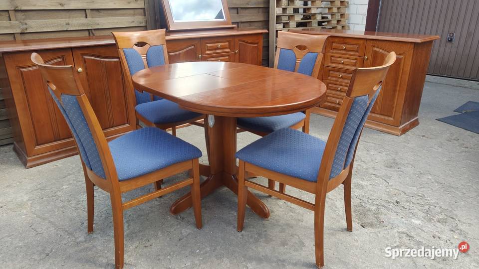 Komplet KLOSE stół okrągły rozkładany 4 krzesła Warszawa