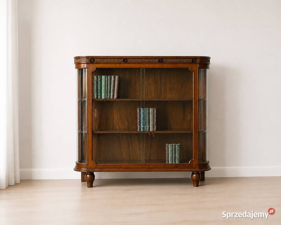 Witryna Biblioteczka Komoda Antyk orzech rzeźby Meble Poznań sprzedam