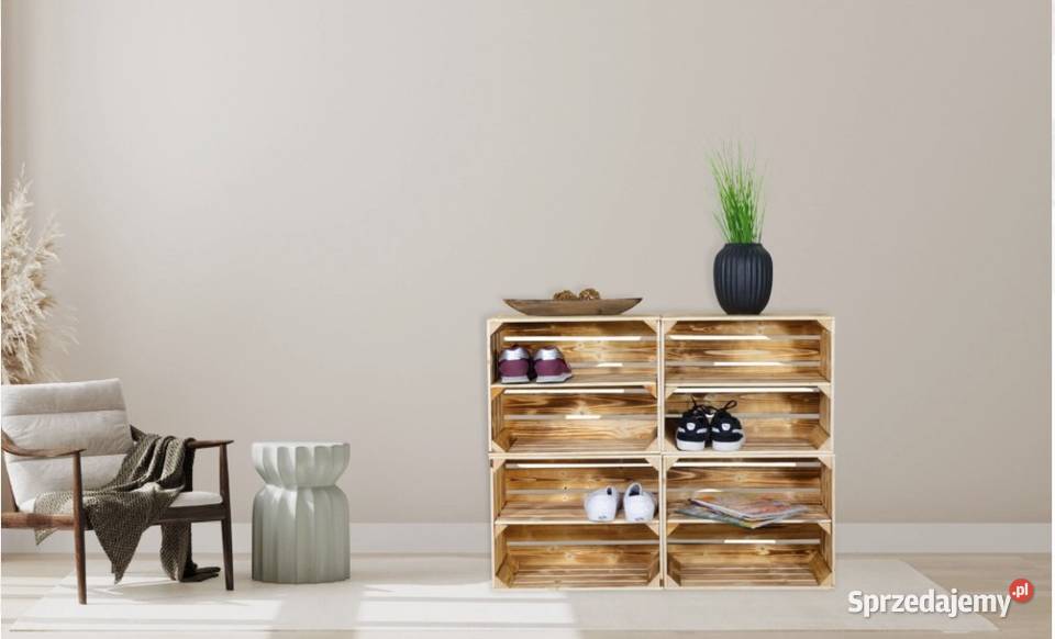 Drewniana skrzynka opalana i lakierowana półka 30cm Poznań