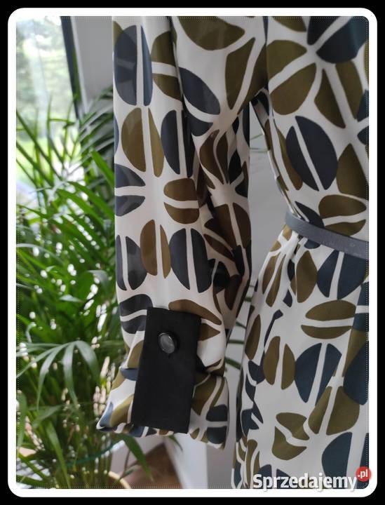 Zara Basic wzorzysta sukienka z wiązaniem 42 XL biały Płock