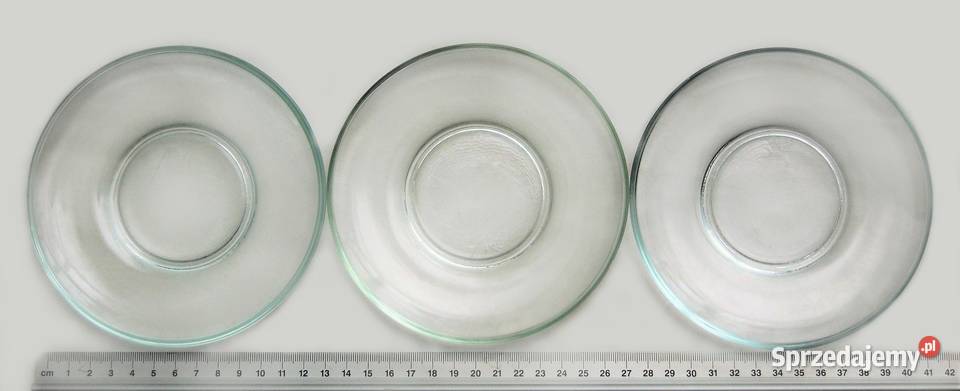 Trzy stare talerzyki spodki szklane PRL vintage
