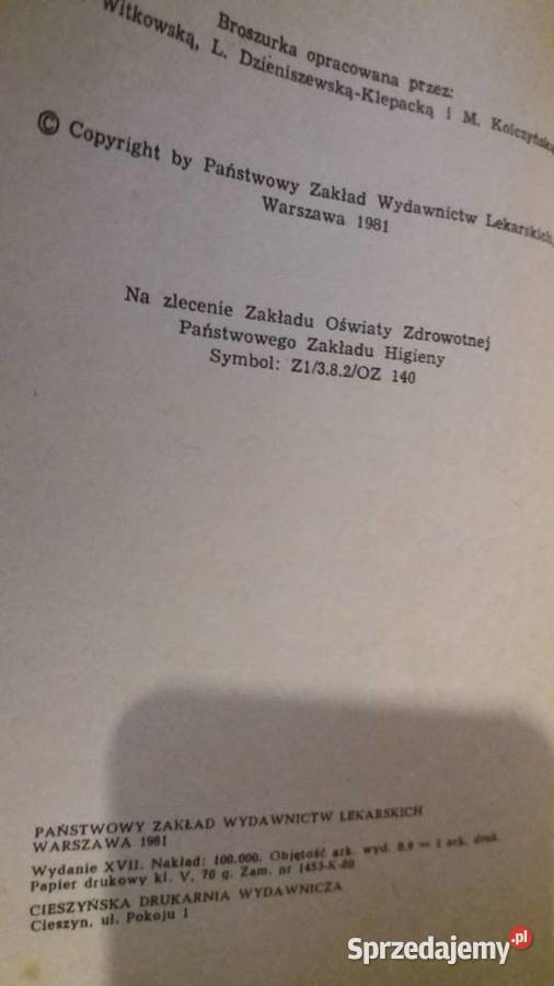 PZWL broszura 1981 Żywienie i pielęgnowanie Warszawa sprzedam