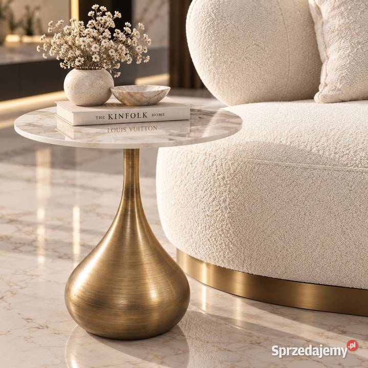 Stolik kawowy glamour Avelia 50x50x53 biały Golkowice