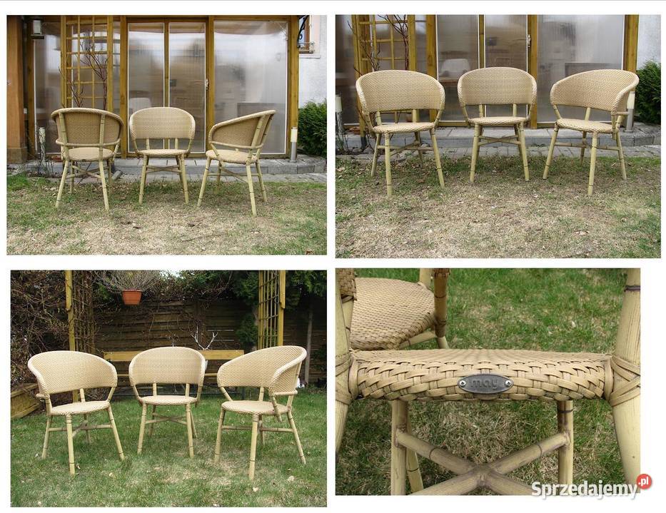 3 Fotele Wiklinowe krzesła